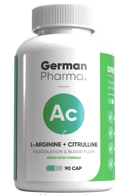[Australia] - L-Arginine & Citrulline 1845mg Capsules | High Strength Dose | German Pharma | 90 Vegetable Capsules | Enhance Vascularity, Performance & Recovery | UK Manufactured | 100% Vegan | 