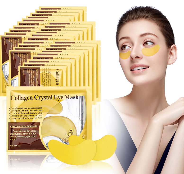 [Australia] - URAQT 24K Gold Under Eye Treatment Masks, 30 Pairs Natural Under Eye Gel Patches Collagen Eye Masks, Hydrating Under Eye Gel Pads for Under Eye Wrinkles, Remove Eye Bags, Dark Circles, Skincare 