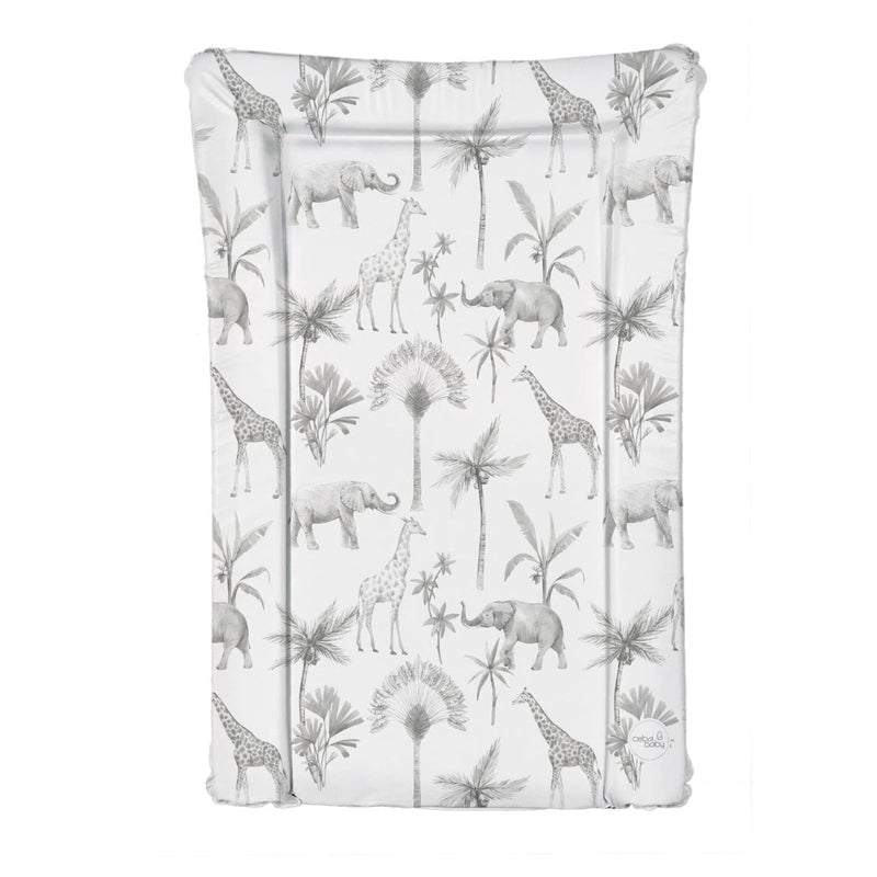 [Australia] - Ceba Deluxe Unisex Baby Waterproof Changing Mat with Raised Edges Monochrome Safari Animals,White,125863 