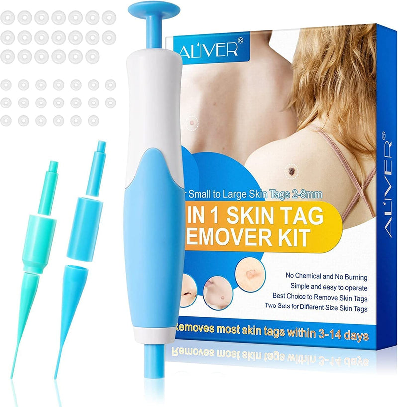 [Australia] - 2 in 1 Skin Tag Remover Kit, (2mm to 8mm) Skin Tag & Moles Removal Kit, Auto Skin Tag Remover Pen, Painless Skin Tag Mole Wart Removal Kit for All Body Parts (A) A 