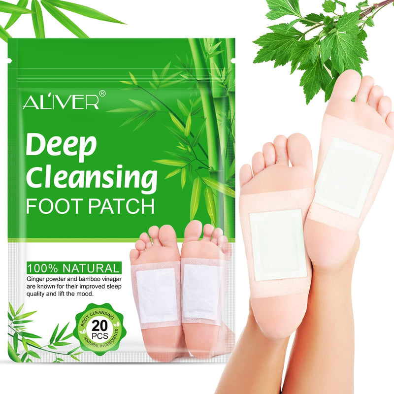 [Australia] - Detox Foot Pads, 20PCS Deep Cleansing Detox Foot Patches with Natural Ginger Powder Bamboo Vinegar for Stress Relief, Better Sleep, Foot Care 