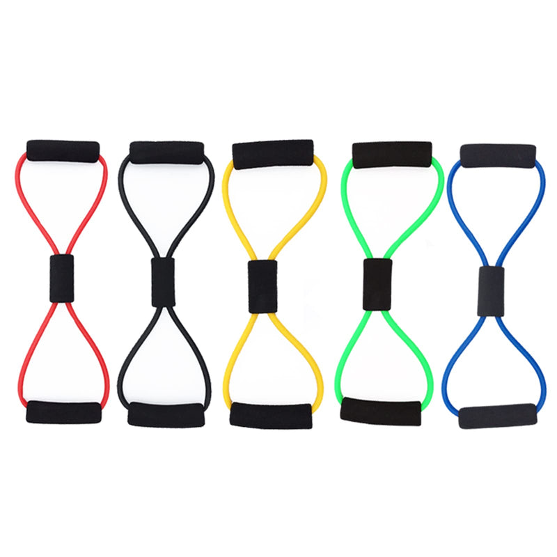 [Australia] - Resistance Bands 8 Figure Shaped Tension Rope Shoulder Elastic Band for Yoga Fitness Home Gym (Random Color) 