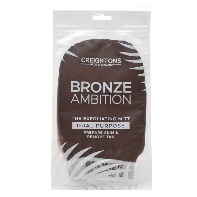 [Australia] - Creightons Bronze Ambition Dual Purpose Exfoliating Mitt - Prepare Skin & Remove Unwanted Tan from Palms, Ankles, Knees or Elbows., Brown 