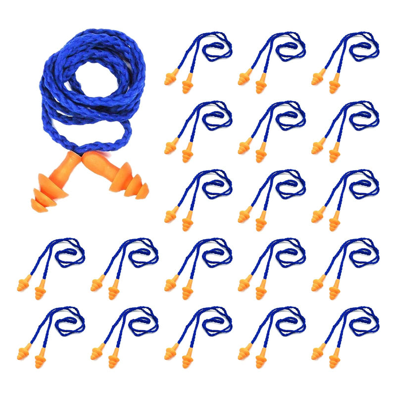 [Australia] - TSHAOUN 20 Pairs Corded Ear Plugs， Reusable Silicone Earplugs Sleep Noise Cancelling, for Noise Cancelling and Hearing Protection (Orange) Orange 