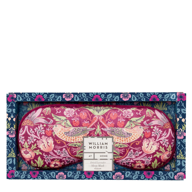 [Australia] - William Morris at Home Lavender Sleep Mask | Sleep In Comfort With Perfect Blackout | Soft Velvet For Comfort | Cruelty Free & Vegan Friendly Strawberry Thief 