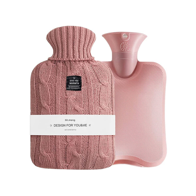 [Australia] - OliviaLiving Hot Water Bag Hot Water Bottle 2 Liters Heat Up and Refreezable Hot Cold Pack with Knit Cover for Pain Relief Hot Cold Therapy Twilight pink 