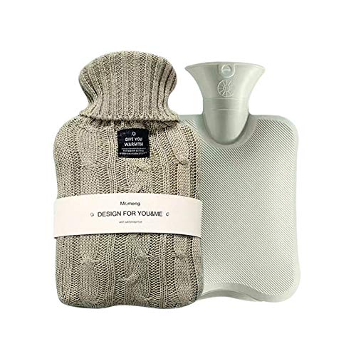 [Australia] - OliviaLiving Hot Water Bag Hot Water Bottle 2 Liters Heat Up and Refreezable Hot Cold Pack with Knit Cover for Pain Relief Hot Cold Therapy Pea Green 