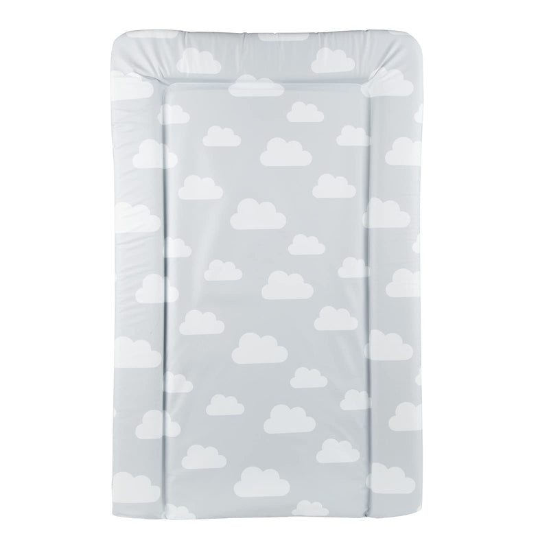[Australia] - CuddleCo Baby Nappy Changing Mat - Waterproof, Anti-Roll Nursery Changing Table Topper with Curved Sides and Raised Edges - Clouds 
