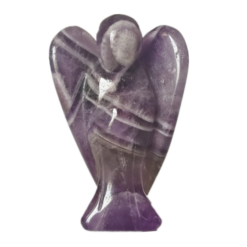 [Australia] - Manekieko Natural Amethyst Healing Crystal Prayer Guardian Angel Statue,48mm Carving Pocket Palm Stone Figurines Decoration Amethyst-a 48mm 