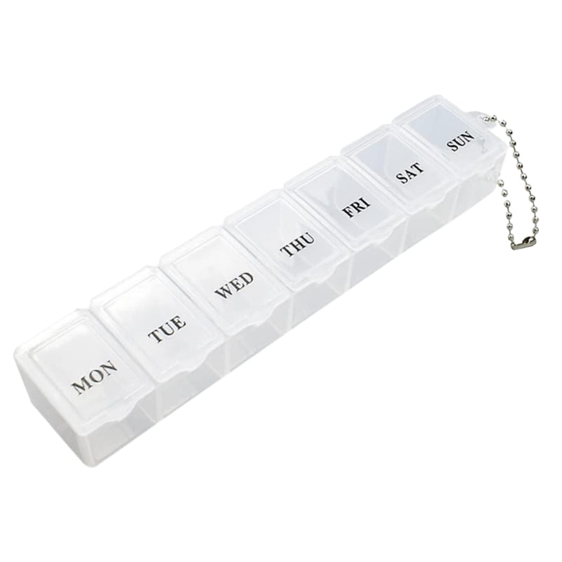 [Australia] - WHALESALE 7 Day Pill Box Organizer Portable Pop Open Weekly Tablet Storage Box Case for Travel Work- Once a Day (Clear), White 