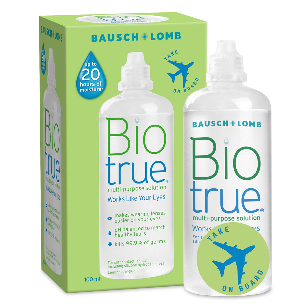 [Australia] - Biotrue Multi-Purpose Travel Contact Lens Solution,100 ml Flight Pack,Cushions and Rehydrates Soft Contact Lenses Comfortable Wear-Condition,Clean,Remove Protein,Disinfect and Rinse (51085608) Flight Pack 100ml 