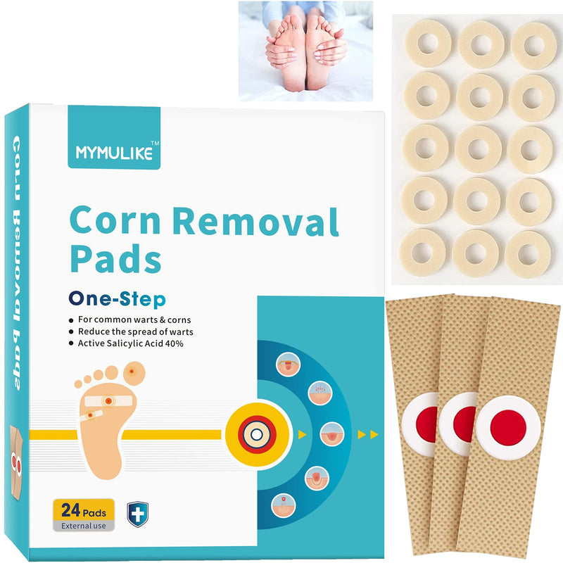 [Australia] - MYMULIKE 24 Count Corn Pads, Corn Plasters, Corn Cushions,15Pcs Soft Latex Foam Self Adhesive Callus Pads Corn Removal Anti Friction Reduce Foot and Heel Pain 