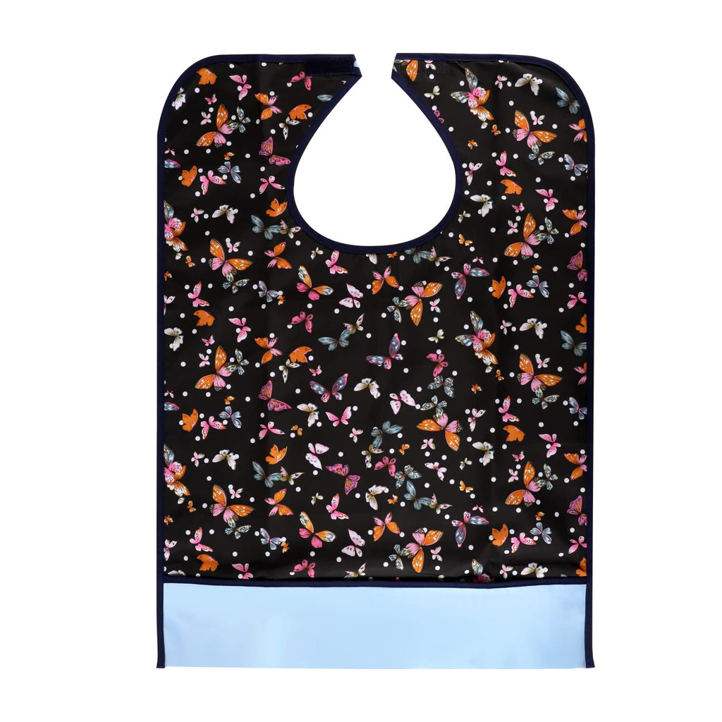 [Australia] - Adult Bibs, Waterproof Dining Bibs Washable Reusable Clothing Protectors fit for the Elderly,Patient（Butterfly Pattern） 