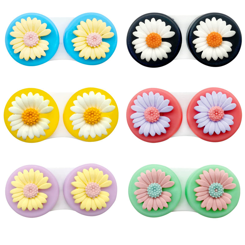 [Australia] - Contact Lens Cases, Daisy Contact Lens Holder Case Flower Colorful Contact Lens Case Contact Lenses Holder Portable Contact Lens Container for Travel Home(6 Pack) 