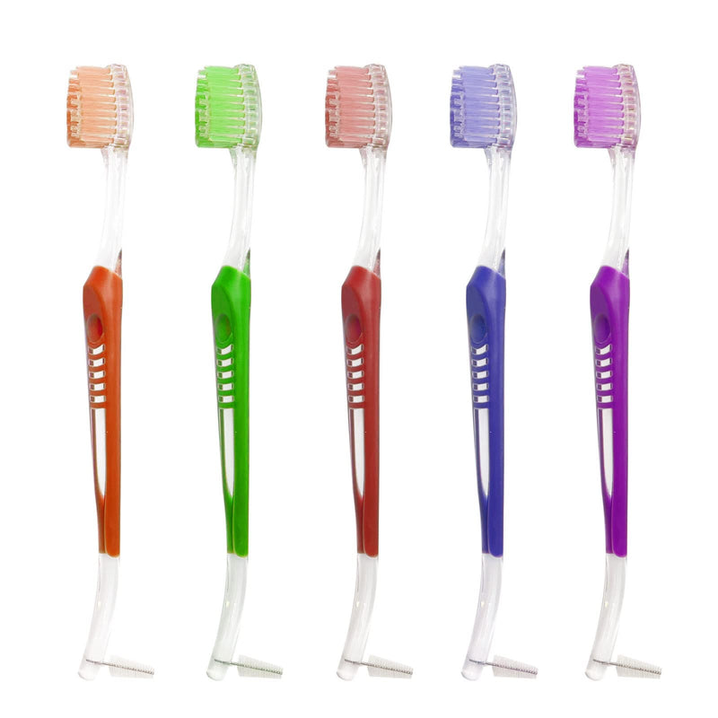 [Australia] - Pack of 5 Double-Ended Orthodontic Toothbrush V-Trim Brush with Interproximal Head Brush for Brace Cleaning, 5 Colours 