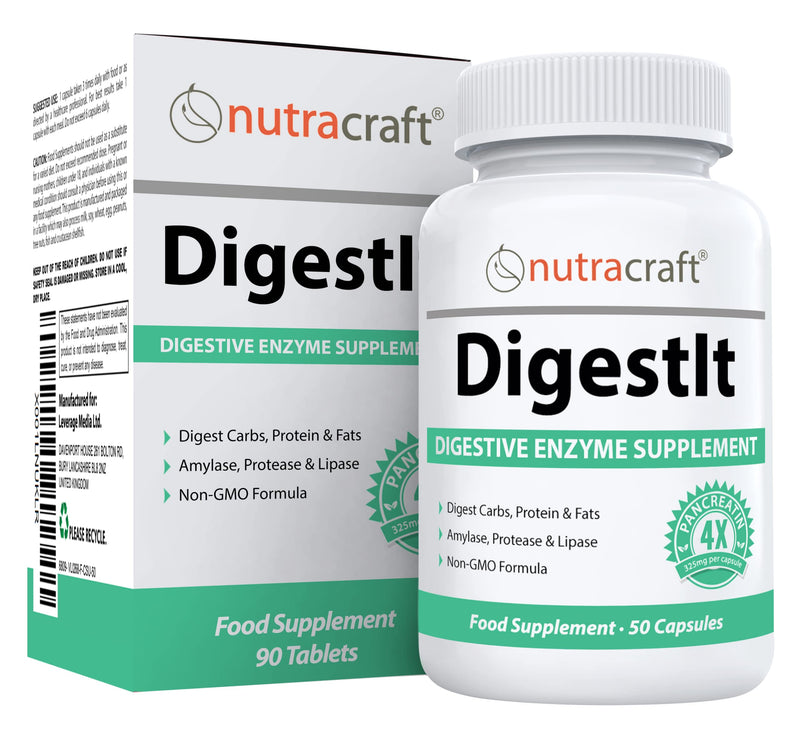 [Australia] - DigestIt Digestive Enzymes | Multi-Enzyme Formula with Amylase, Protease & Lipase | Increase Energy & Reduce Gas, Bloating & Indigestion | Non-GMO | 50 Capsules 