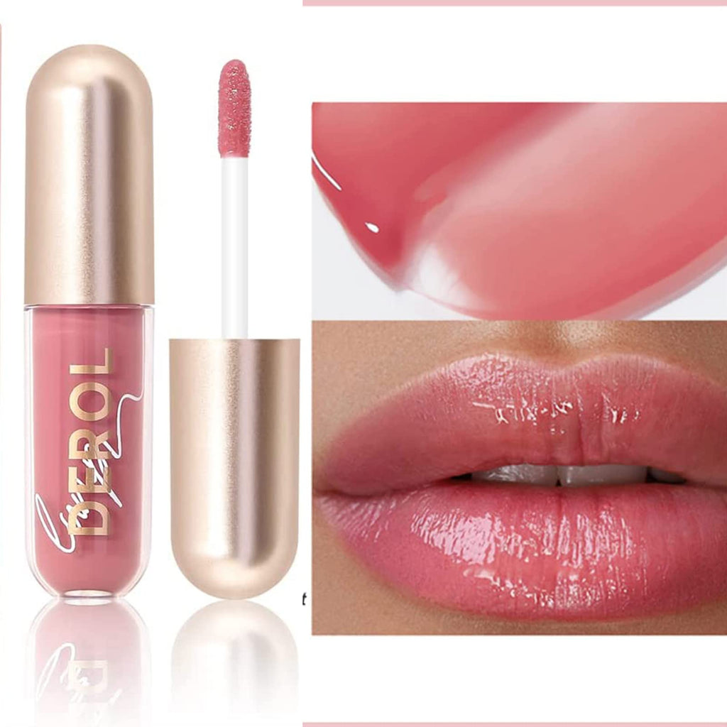 [Australia] - Lip Plumper Lipstick Pink Lip Gloss Tube,Moisturizing And Clear Lip Gloss Liquid Blush Lip Stain Long Lasting Ginger Mint Lip Glaze For Women Nourishing Lips Coloured 
