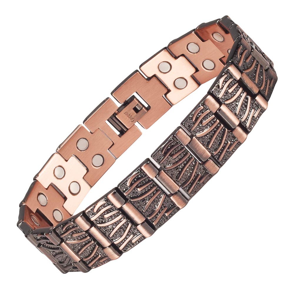 [Australia] - EnerMagiX Copper Bracelets for Men & Women Magnet Wristbands Bracelet with Double Row Strength Magnets Copper Magnetic Bracelets 
