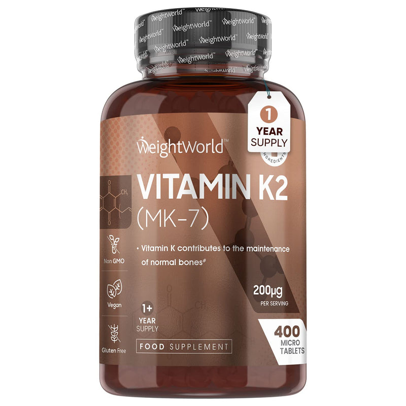 [Australia] - Vitamin K2 MK7 200mcg - 400 Vegan K2 Vitamin Tablets (Not Vitamin K2 Capsules) 400 Days Supply - High Strength VIT K Supplement as Menaquinone - Gluten-Free VIT K2 Bone Supplement 