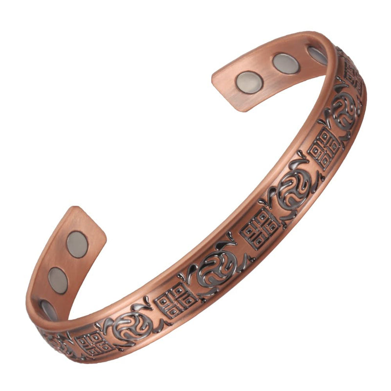 [Australia] - EnerMagiX Copper Magnetic Bracelet for Men Women Bracelet, Soild Copper Cuff Bangle with 6 Strong Magnets,Adjustable Size Magnetic Bracelets 