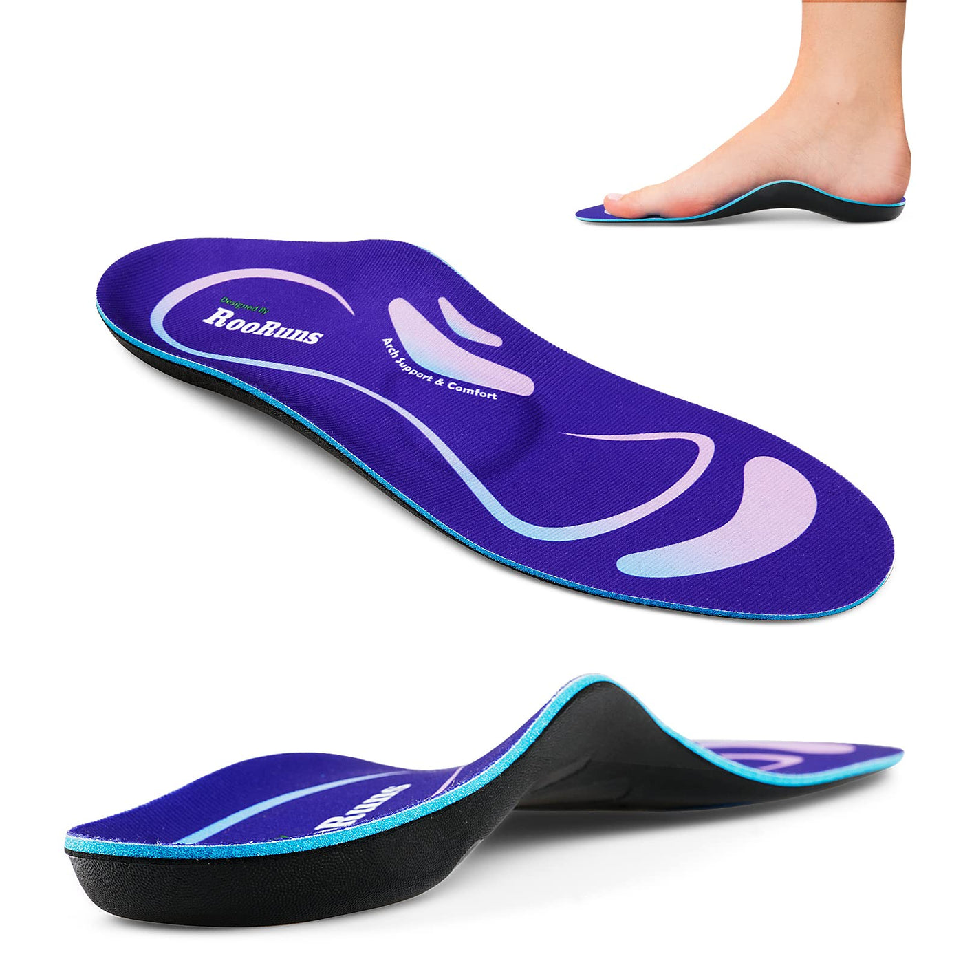 PCSsole High Arch Support Orthotics Sole Insole, Inserts For Moderate Flat  Foot,Plantar Fasciitis,Over Pronation,Feet Pain,Heel Pain,Toe Pain,Memory