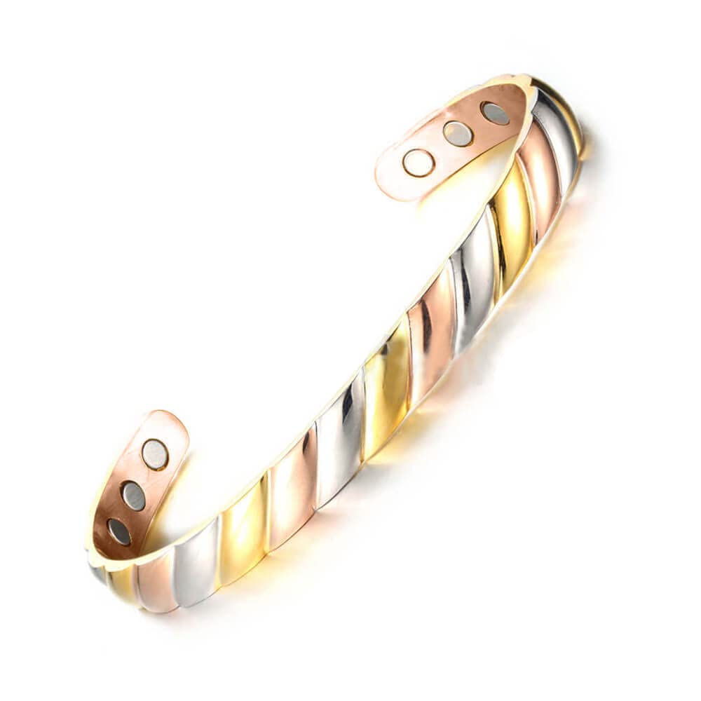 [Australia] - EnerMagiX Copper Magnetic Bracelets for Women Men,99.9% Soild Copper Cuff Bangle Magnetic Bracelet with 2 Strong Magnets,Adjustable Size(CPB-0045SRG) 