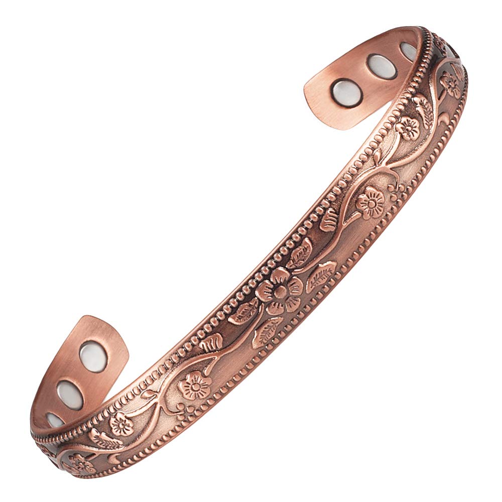 [Australia] - EnerMagiX Copper Magnetic Bracelets for Women Men,99.9% Soild Copper Cuff Bangle Magnetic Bracelet with 2 Strong Magnets,Adjustable Size(CPB-0005AB) 