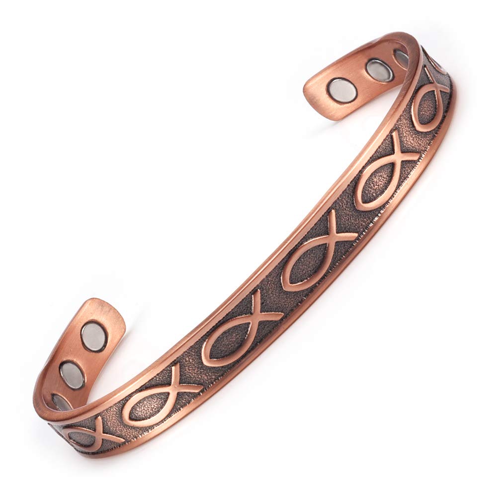 [Australia] - EnerMagiX Copper Magnetic Bracelets for Women Men,99.9% Soild Copper Cuff Bangle Magnetic Bracelet with 2 Strong Magnets,Adjustable Size(CPB-0325Q) 