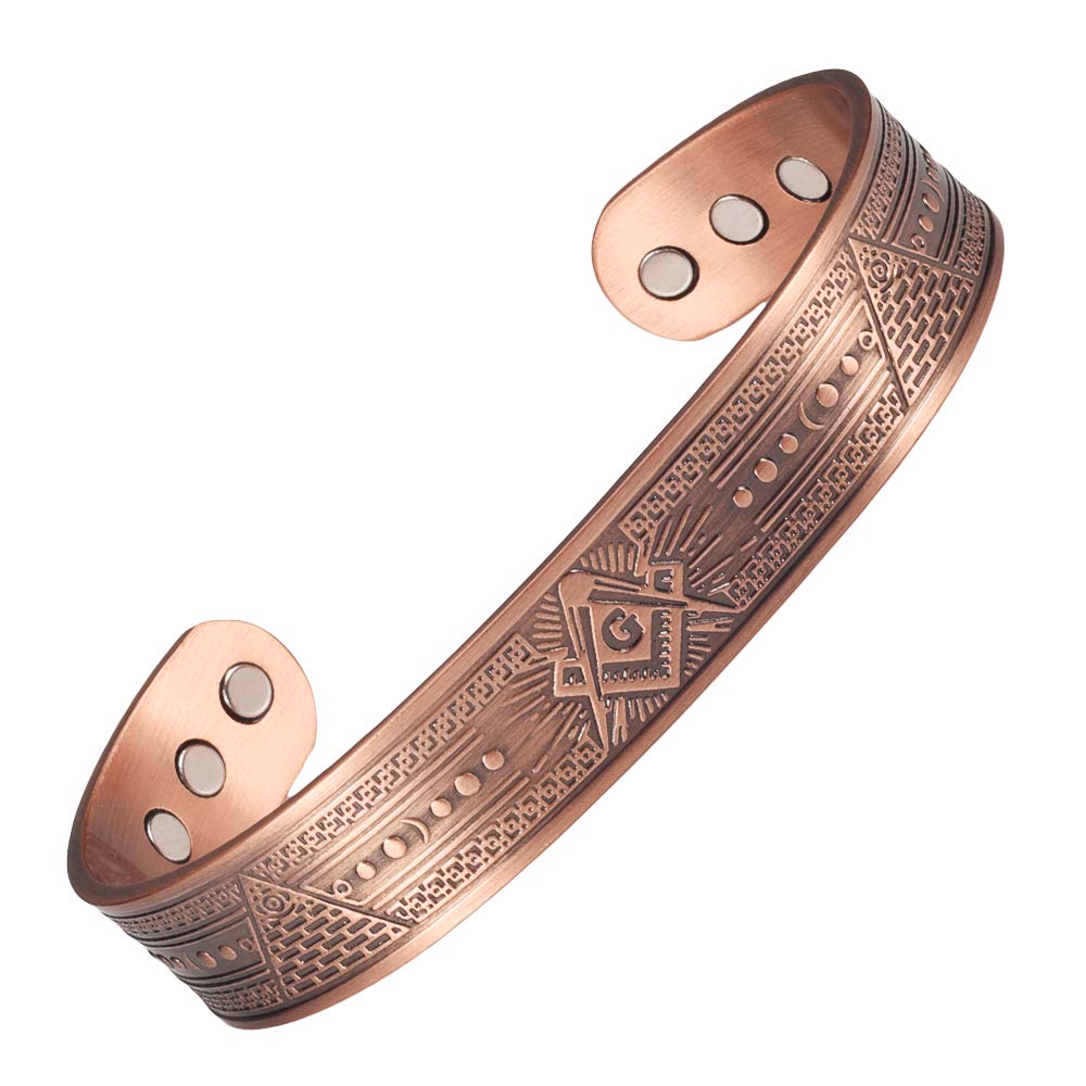 [Australia] - EnerMagiX Copper Magnetic Bracelets for Women Men,99.9% Soild Copper Cuff Bangle Magnetic Bracelet with 2 Strong Magnets,Adjustable Size(CPB-1028) 