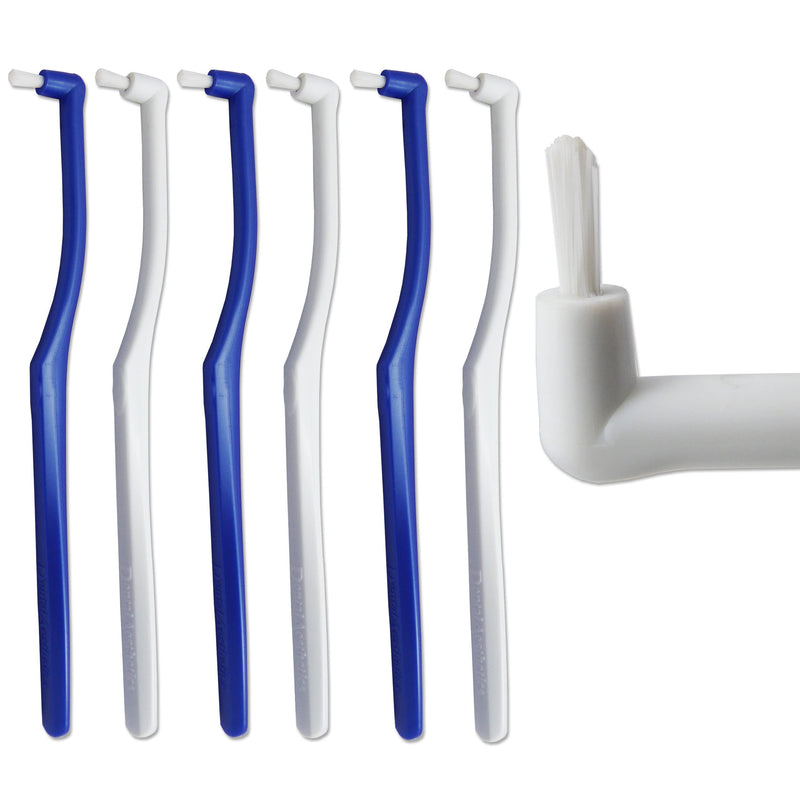 [Australia] - 6 x Super Slim Interspace Toothbrush ~ Interdental Blue White Brushes for Orthodontic Braces & Bridges 