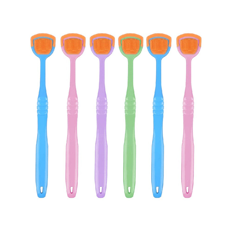 [Australia] - 6 Pcs Tongue Cleaning Brush New Tongue Scraper Professional Tongue Brush for Fight Bad Breath Freshing Breath Keep Oral Fresh Random Color 