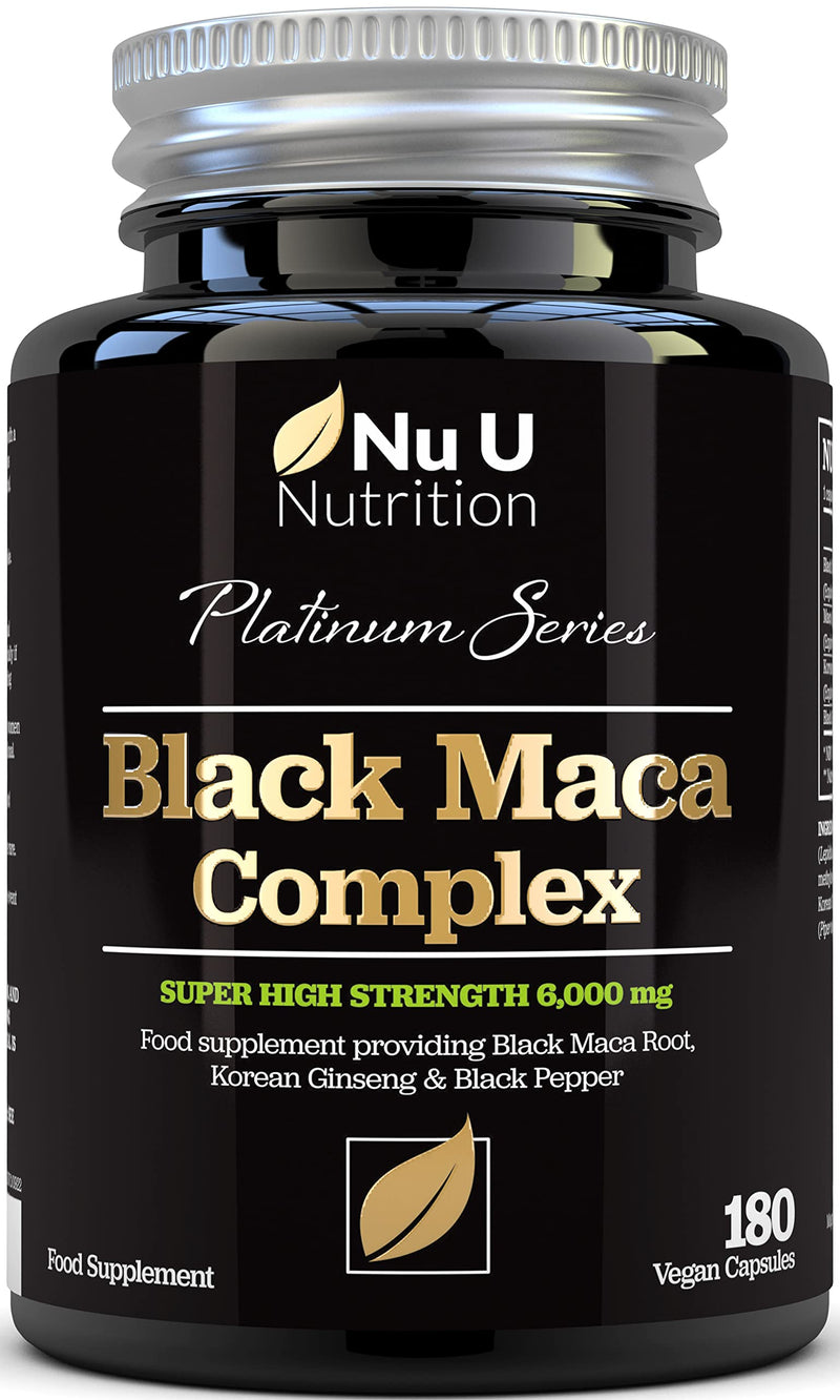 [Australia] - Maca Root 6000mg - High Strength Complex with Black Peruvian Maca, Korean Panax Ginseng & Black Pepper - 180 Vegan Capsules - 6 Month Supply - Capsules not Tablets 