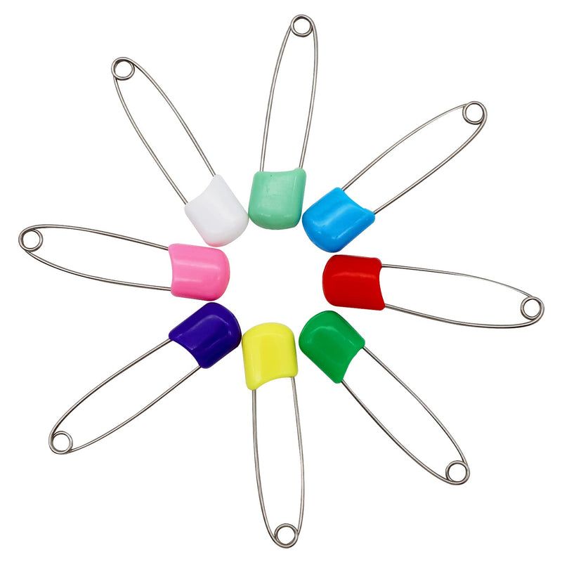 [Australia] - Nappy Pins Safety Lock Diaper Pins Plastic Head Hold Clip Locking Cloth Bib Diapers Pins 55mm Durable Head Fasteners With Safety Lock Closures, Ideal for Flat and Prefold Nappies(8pins) 