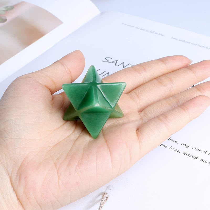 [Australia] - Hxswkk Green Aventurine Crystal Merkaba Stars Hand Carved Gemstones Therapy for Reiki Spiritual Energy Gifts 1inches 