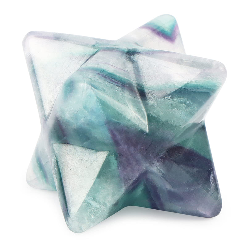 [Australia] - Hxswkk Rainbow Fluorite Crystal Merkaba Stars Hand Carved Gemstones Therapy for Reiki Spiritual Energy Gifts 1inches 