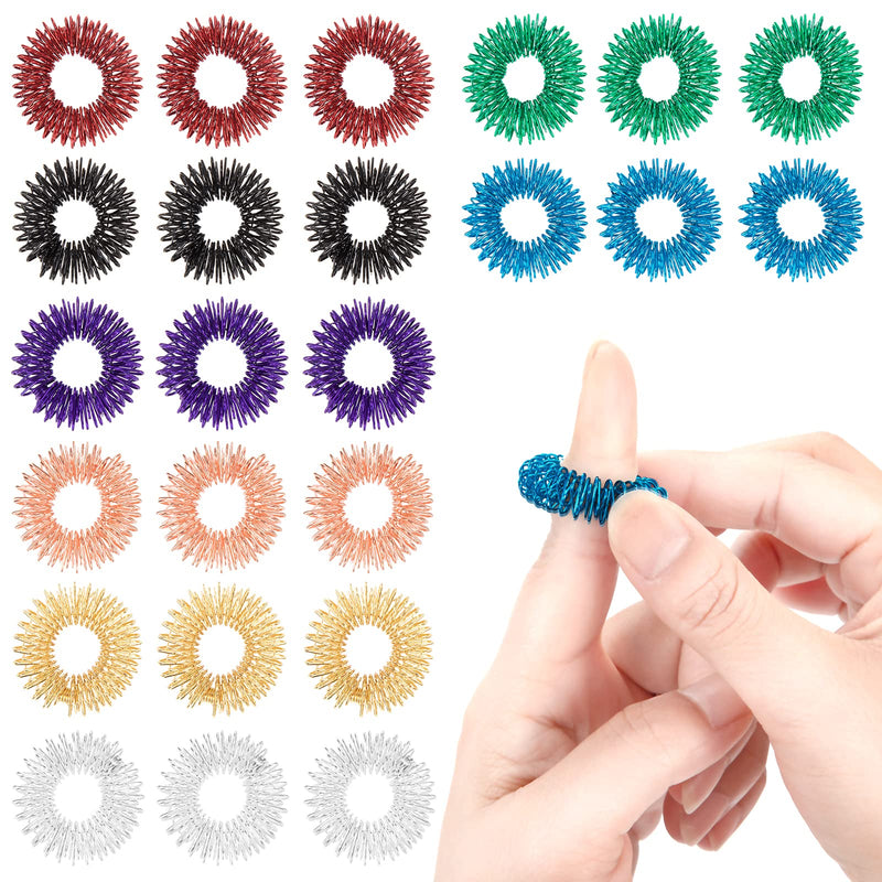 [Australia] - Heveer Acupressure Ring Massage Rings for Fingers Spiky Sensory Finger Rings for Stress Relief Adults Teenagers 8 Colours 32 Pieces 