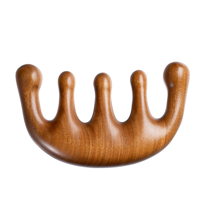 [Australia] - Wooden Massage Comb with Wide Tooth, Scalp Massager Round Tooth Comb, Gua Sha Manual Lymphatic Drainage Massage Tool, Fatigue Relieve Acupoint Massager 