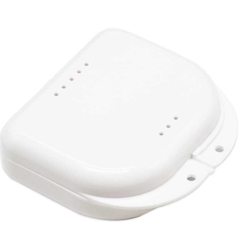 [Australia] - Denture Retainer Case, with Vent Holes Portable Denture Box, for Invisible Aligner Mouth Guard Brace Denture &Teeth Mouth Tray White(1pcs) 