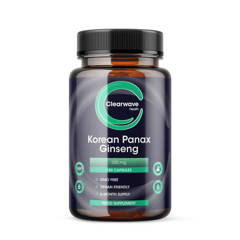 [Australia] - Panax Ginseng - 180 High Strength Capsules - 6 Month Supply - 500mg per 1 Capsule Serving, 10:1 Extract - 10% Ginsenosides - AKA Korean Ginseng - by Clearwave Health 