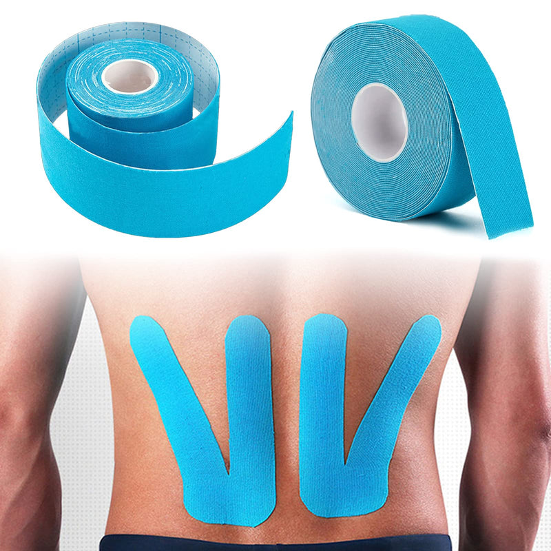 [Australia] - DFsucces 2 PCS Anti Strain Muscle Patch,2.5CM*5M Boob Tape Kinesiology Tap,Sports Tape for Light Support Lift, Pain Relief,Physio Therapy(Blue) 