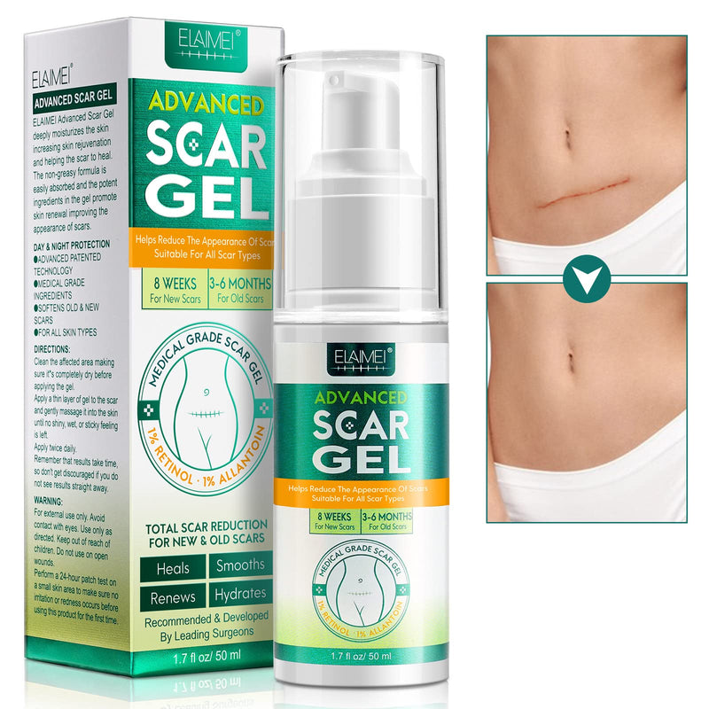 [Australia] - Silicone Scar Gel, Scar Removal,Scar Treatment, Scar Removal Cream for Scars from C-Section, Stretch Marks, Acne, Surgery, Effective for Both Old and New Scars, 50ml 