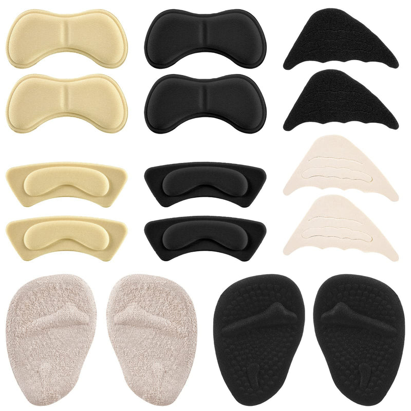 [Australia] - SUSSURRO 8 Pairs High Heel Cushion Pads, Heel Protectors for Shoes, Heel Inserts Filler, Shoe Heel Inserts Suitable for Women and Men(Black & Beige) 