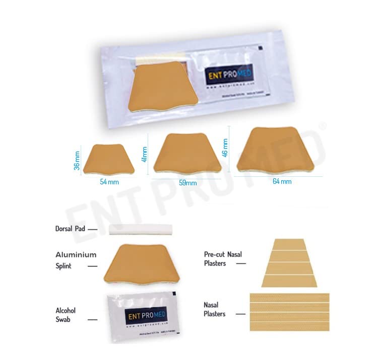 [Australia] - Aluminium External Nasal Splint - Beige Colour - a Kit, Post Nasal Surgery, Rhinoplasty, Septoplasty, ENT Product. (Medium 41mm x 59mm) Medium 41mm x 59mm 