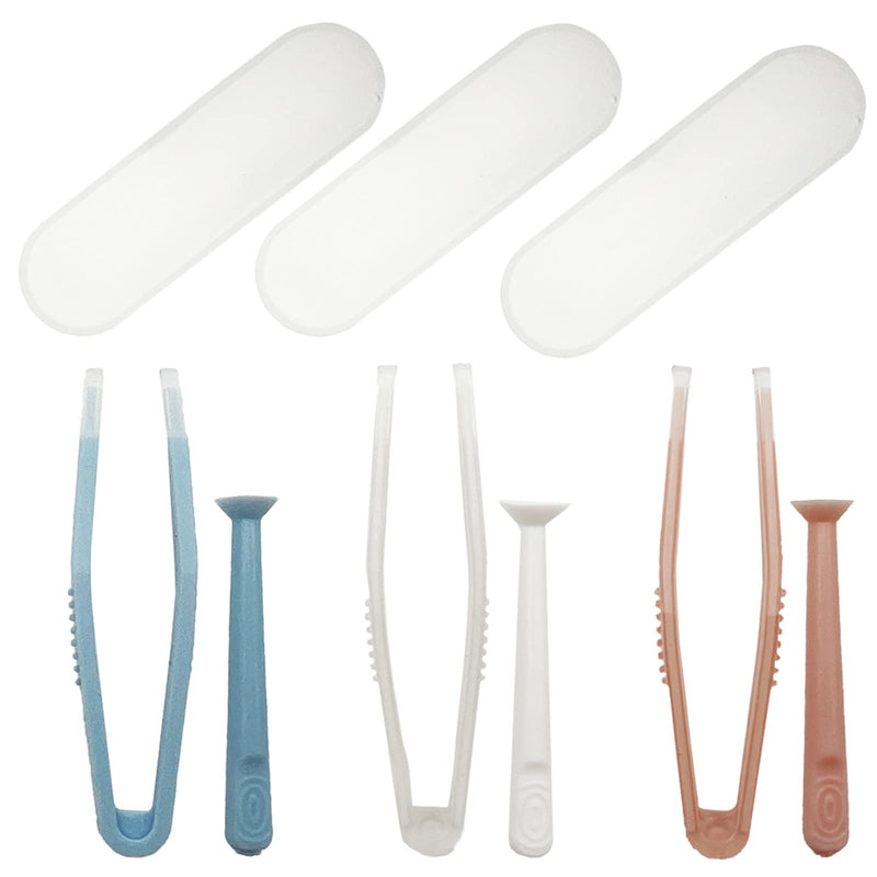 [Australia] - 3 Packs Contact Lens Applicator Contact Lens Remover Tools and Contact Lens Tweezers Contact Lens Suction Stick Handler with Storage Case, Pink, Blue, White 