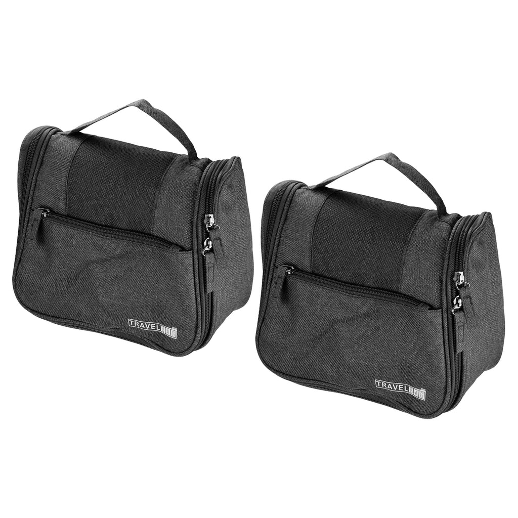 [Australia] - PATIKIL Hanging Toiletry Bag, 2 Pack Polyester Foldable Makeup Organizer Cosmetic Pouch with Hook Zipper Handle for Travel Home Storage, Black 