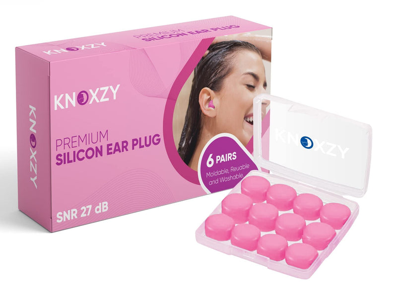 [Australia] - Knoxzy Silicone Ear Plugs Re-Usable Waterproof Noise Cancelling Premium Moldable Ear Plugs for Sleeping, Travelling, Studying Noise Reduction Pink Pack of 1 