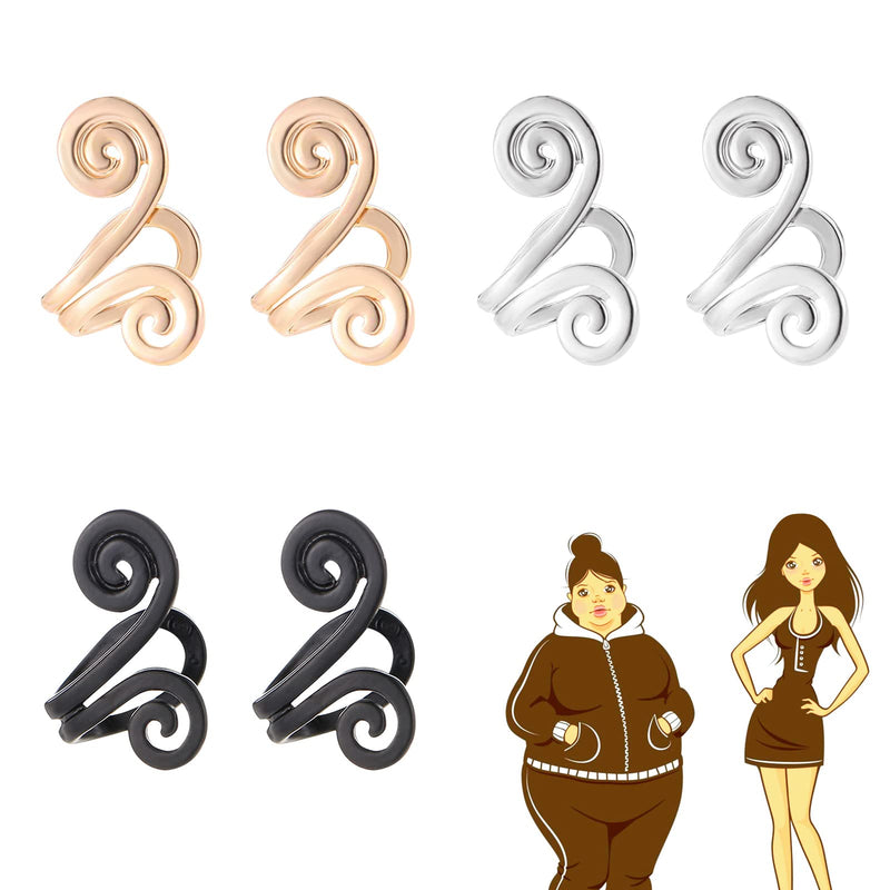 [Australia] - 3 Pairs Acupressure Earrings, Unisex Non-Pierced Acupressure Earrings, Fashionable Gifts for Women, Girl, Men Black, Gold, Silver 