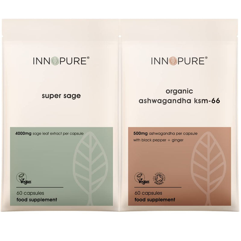 [Australia] - Super Sage + Ashwagandha KSM-66® - The Perfect Pair for The Natural Relief of Perimenopause and Menopause Symptoms - Menopause Supplements Duo Pack (2 Month Supply) 