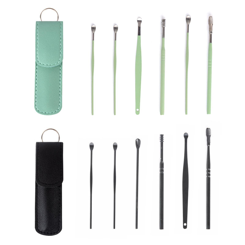 [Australia] - GWAWG 2 Sets Ear Wax Removal Kit, 12 Pcs Premium Stainless Steel Reusable Ear Cleaning Tool Set with PU Storage Bag, Universal for adults and children 