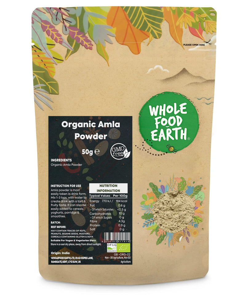 [Australia] - Wholefood Earth - Organic Amla Powder 50 g | Vegan | GMO Free | Certified Organic 